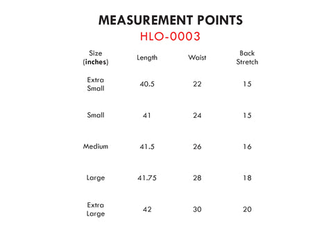Size Chart for Wine Fleece Trouser