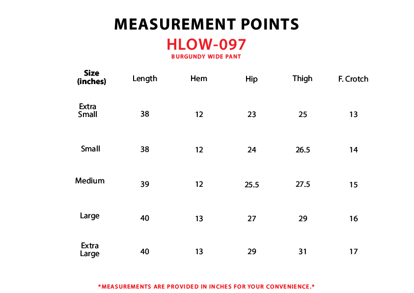 Size chart