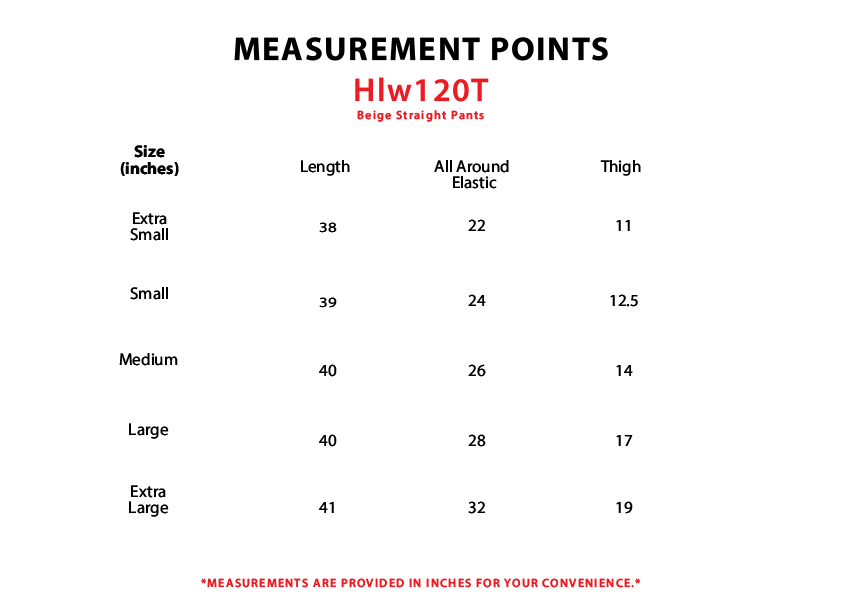 Size chart