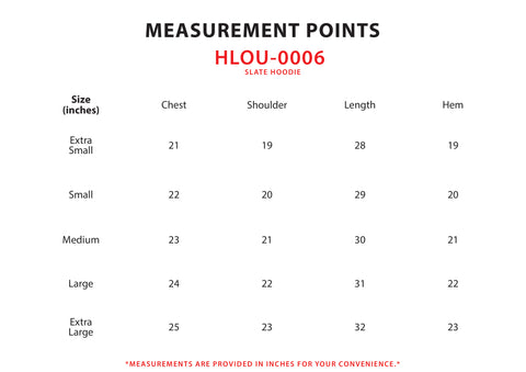 Size Chart for Go-To Hoodie