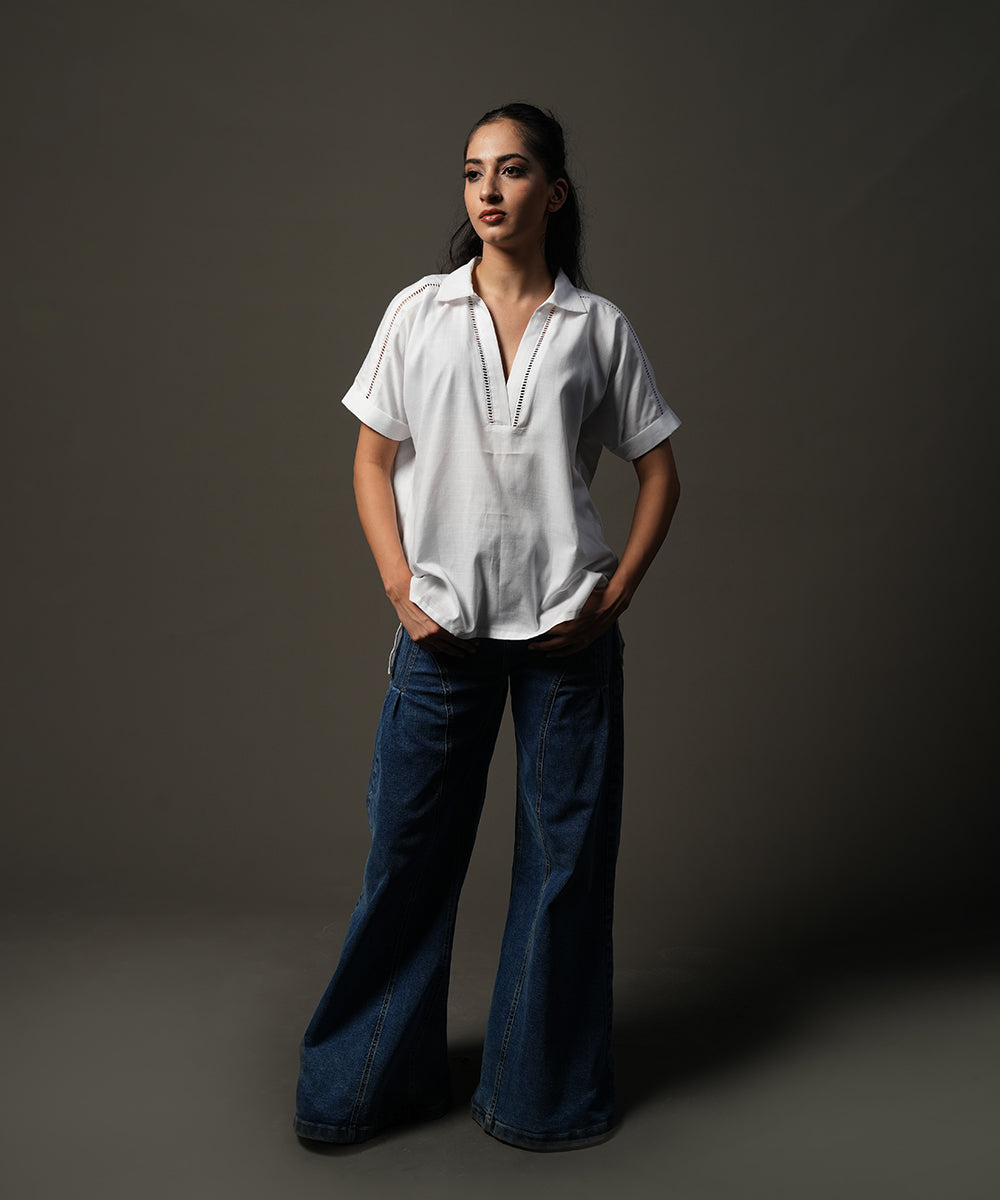 Minimal Lace Slub Top - Halo Retail