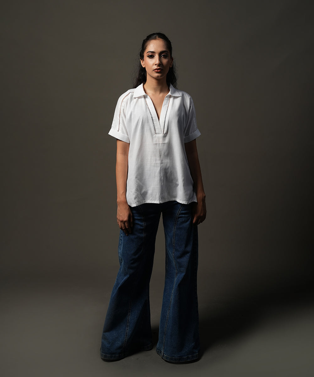 Minimal Lace Slub Top - Halo Retail