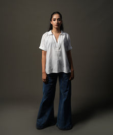 Minimal Lace Slub Top - Halo Retail