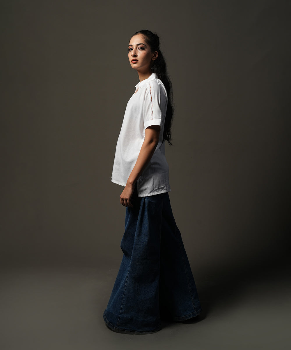 Minimal Lace Slub Top - Halo Retail