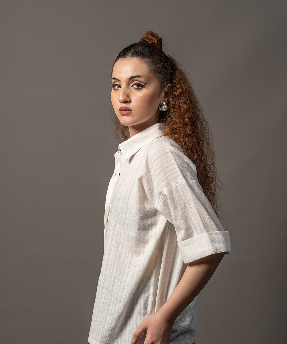 Square Weave White Shirt - Halo Retail
