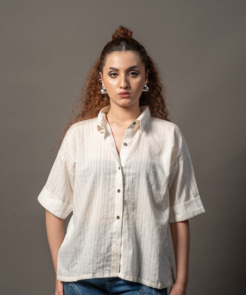Square Weave White Shirt - Halo Retail