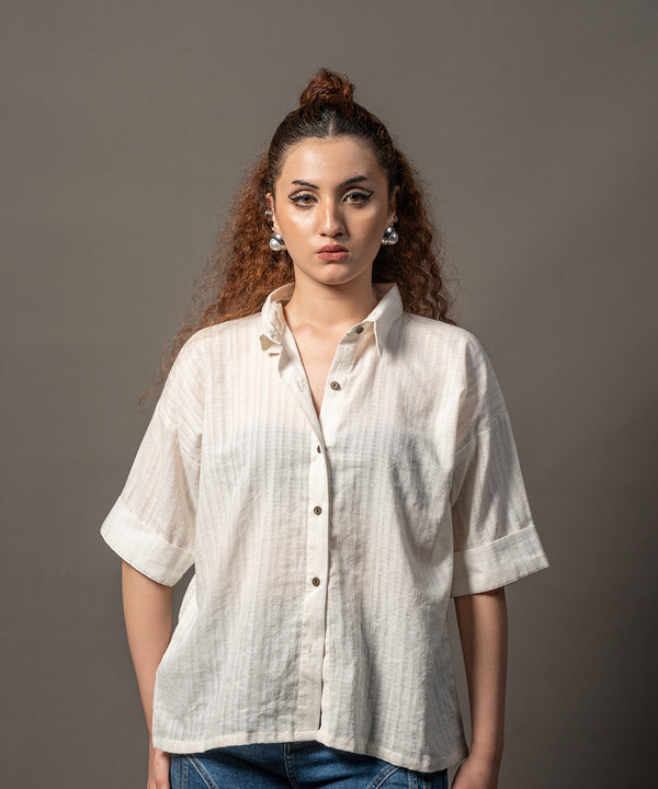 Square Weave White Shirt