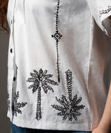White Tropic Embroidery Button-Down - Halo Retail