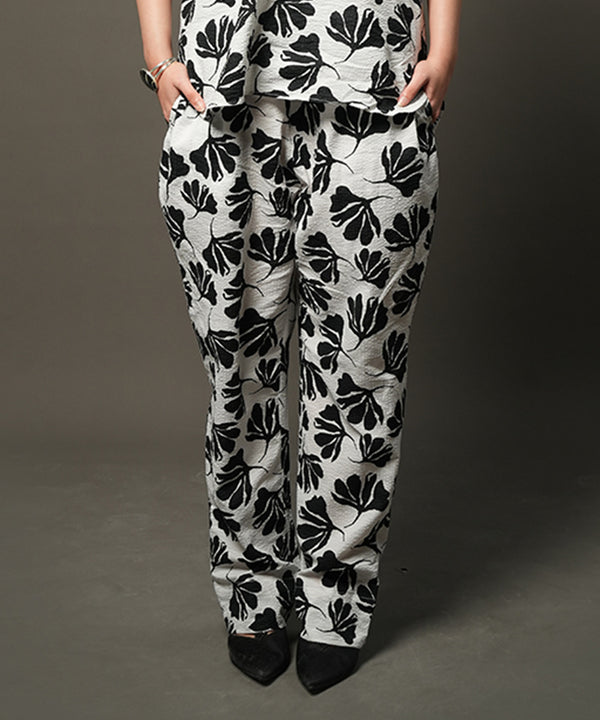 Monochrome Floral Straight Pants