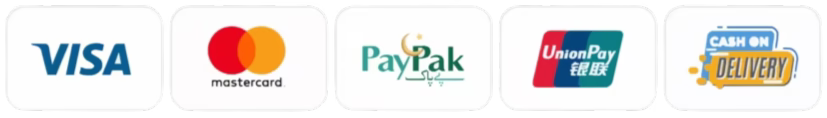 Payment methods: Visa, Mastercard, PayPak, UnionPay, Cash on Delivery